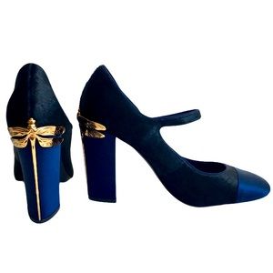 Tory Burch Imogene Runway dragonfly calfhair pump